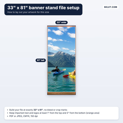 33" x 81" Black Base retractable banner file setup guide
