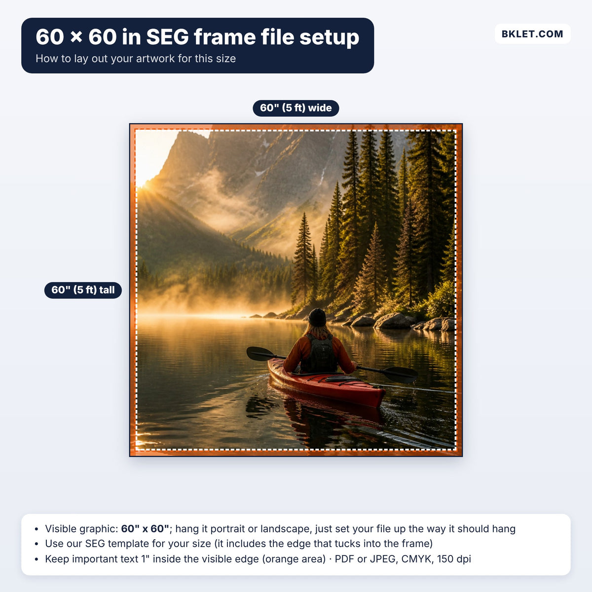 60 x 60 in wall SEG frame file setup guide