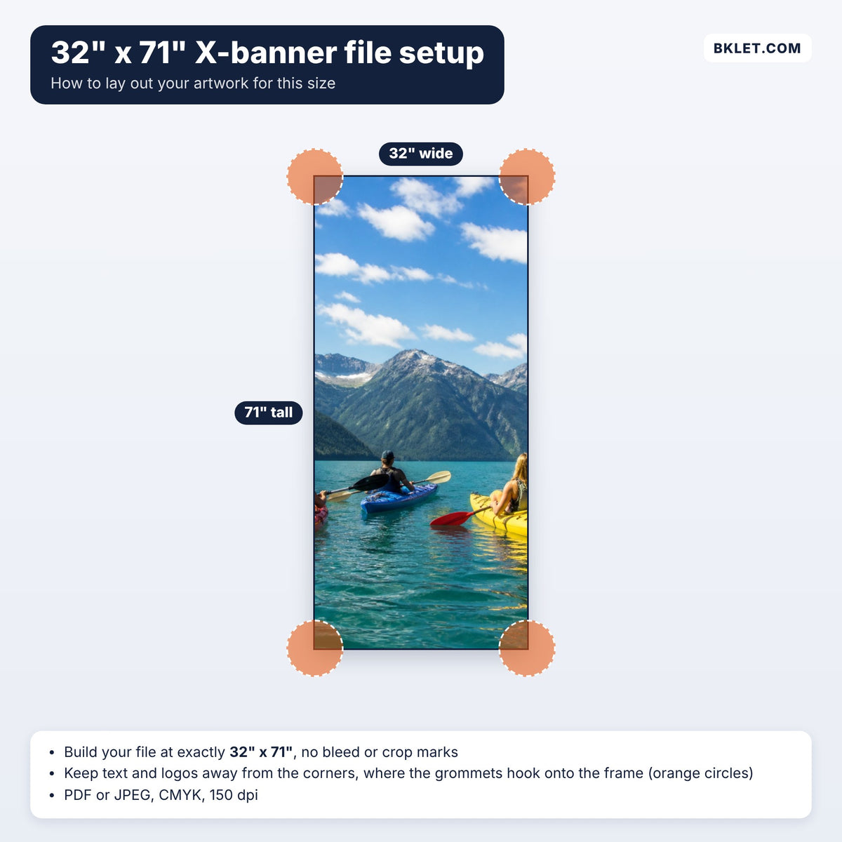 32" x 71" X-banner file setup guide