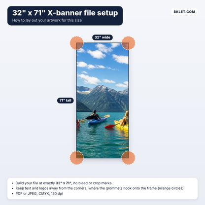 32" x 71" X-banner file setup guide