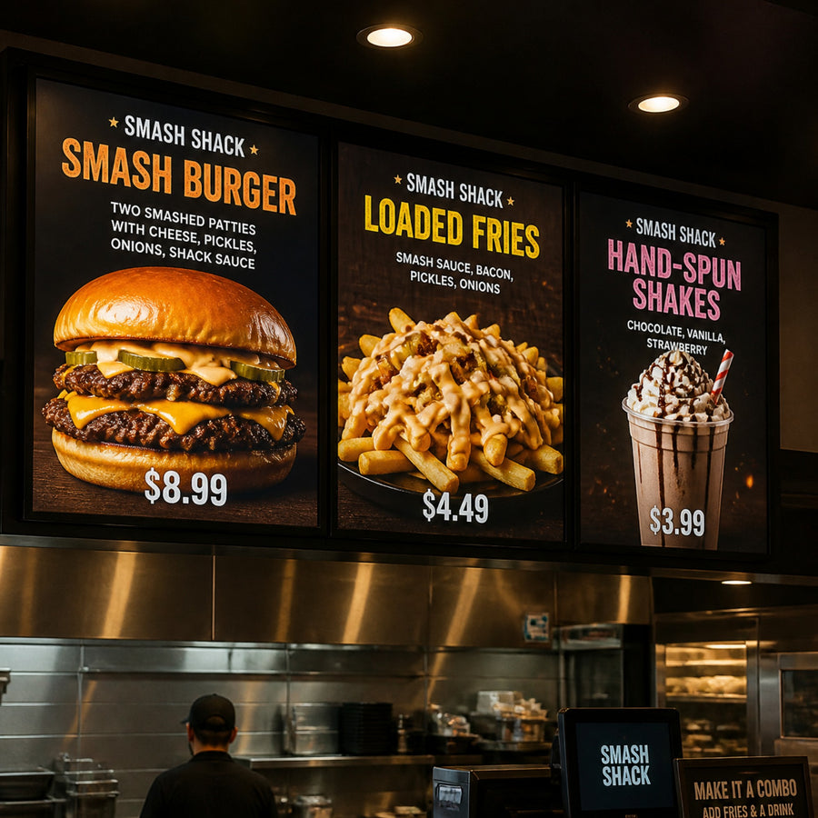 Backlit menu board lightboxes