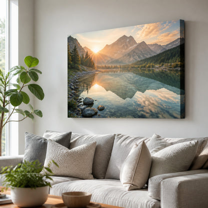 Gallery-wrapped canvas print above a sofa