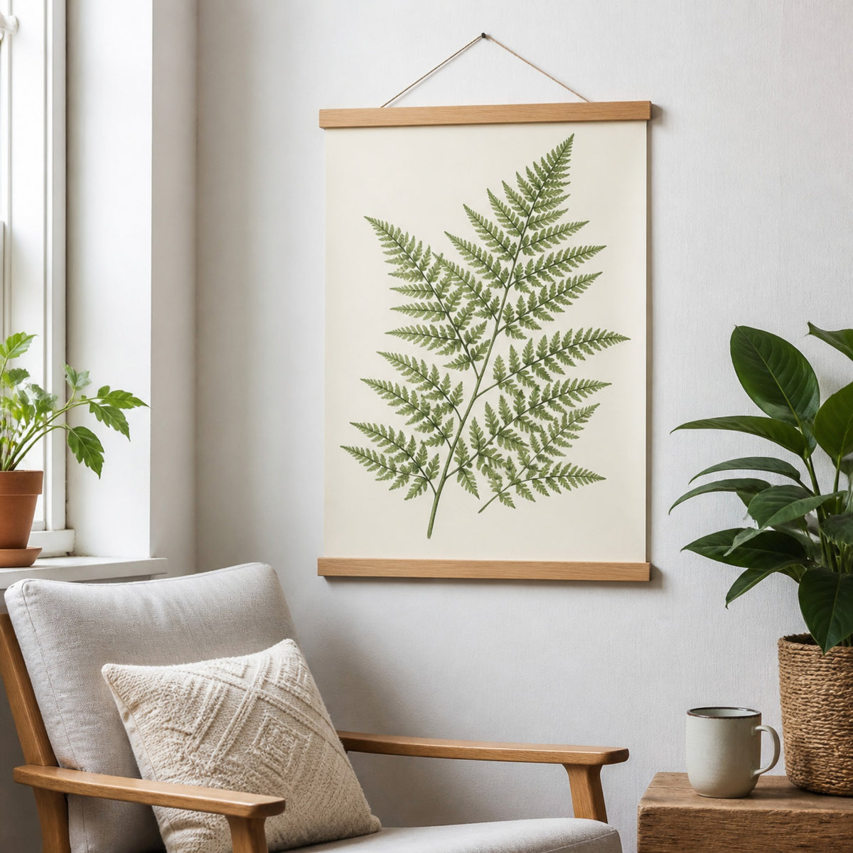 Poster in magnetic wood hanger rails