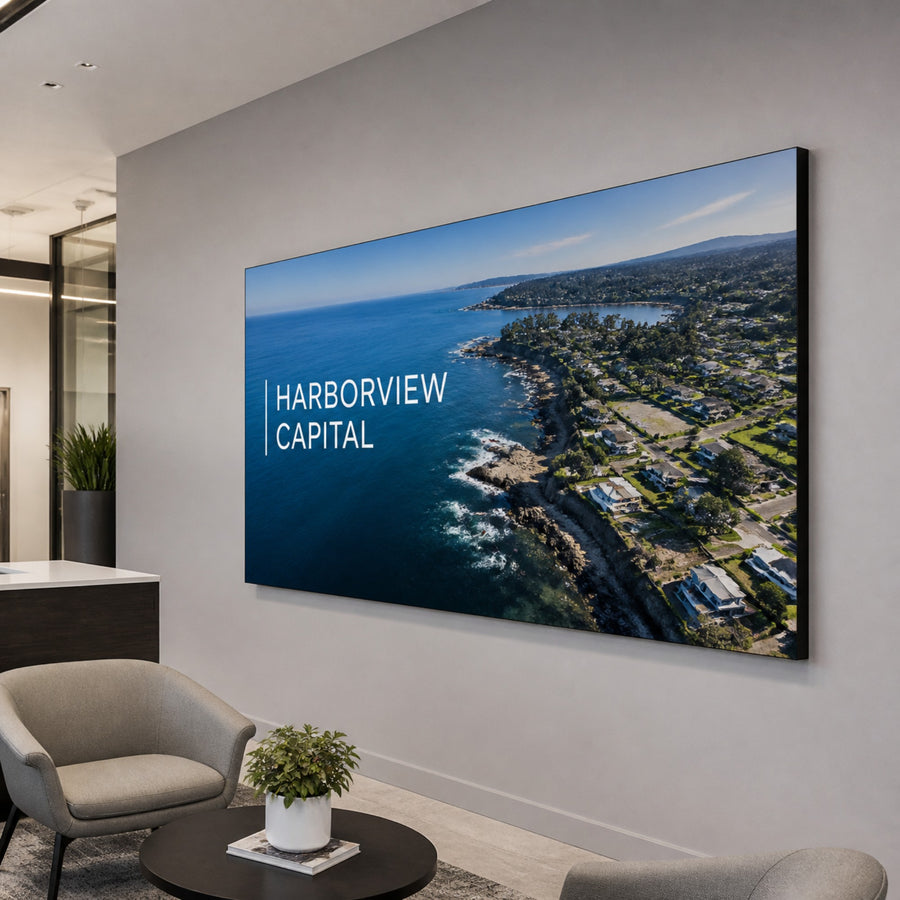 Wall-mount SEG frame in a lobby