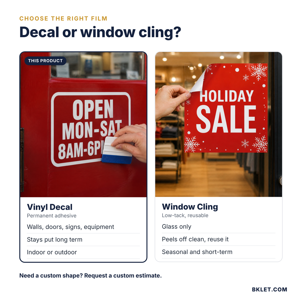 Vinyl decal vs window cling