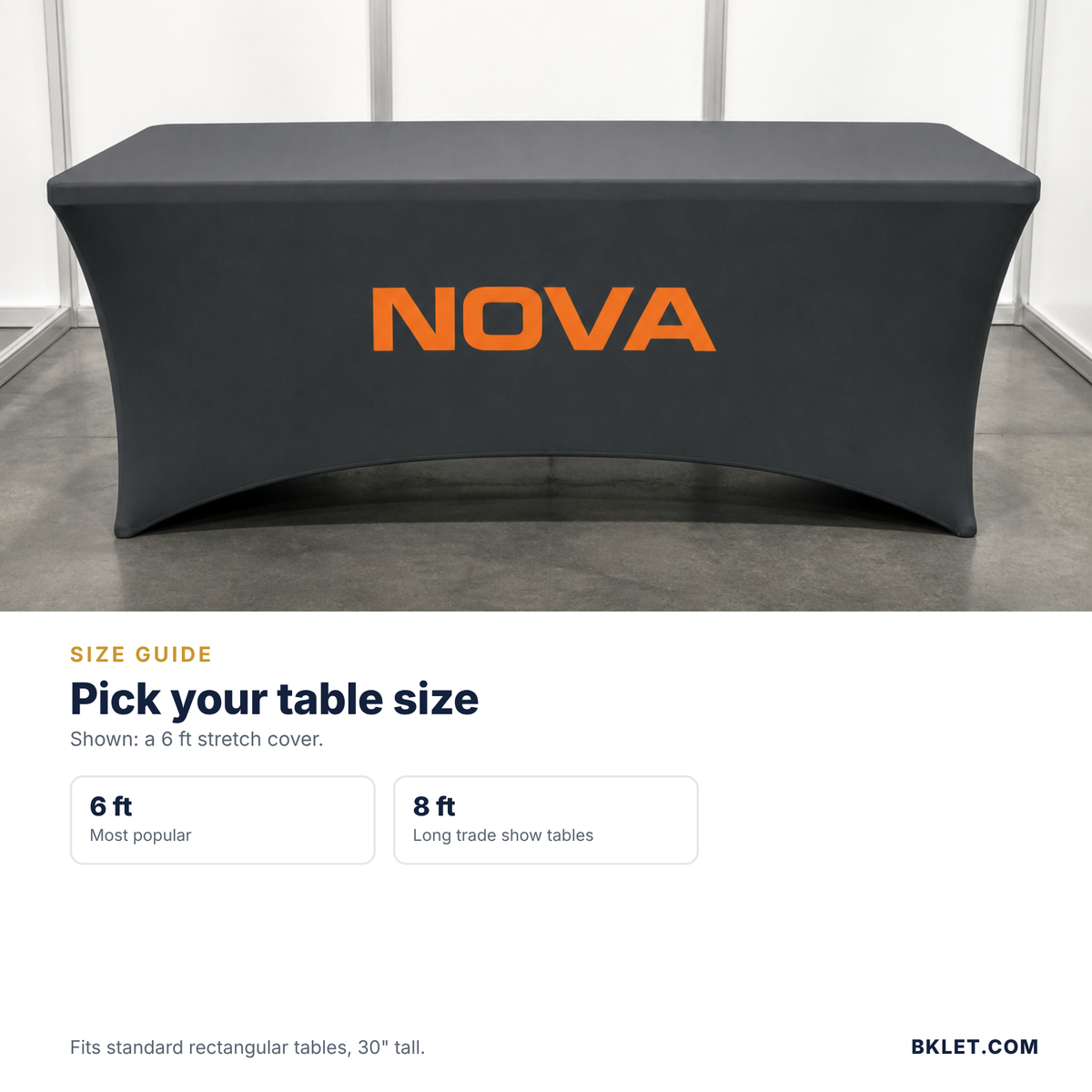 Fitted and stretch table cover size guide