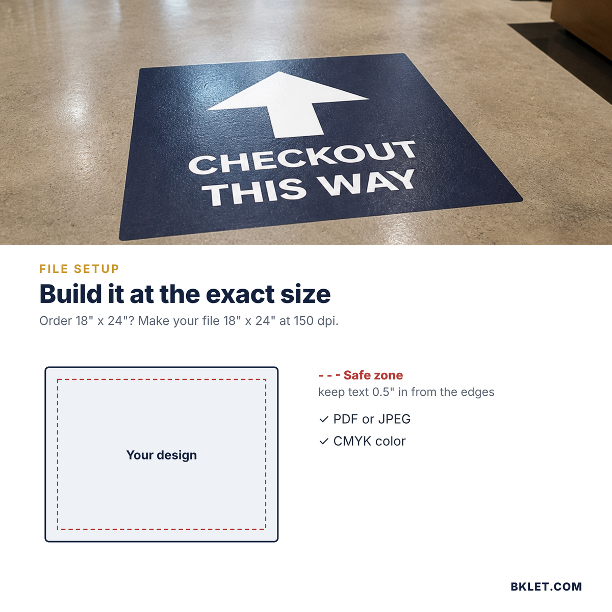 Floor graphic file setup and safe zone