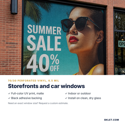 Perforated window vinyl features