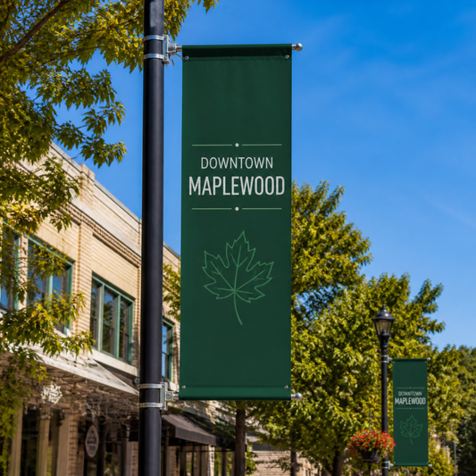 Custom double-sided street pole banner