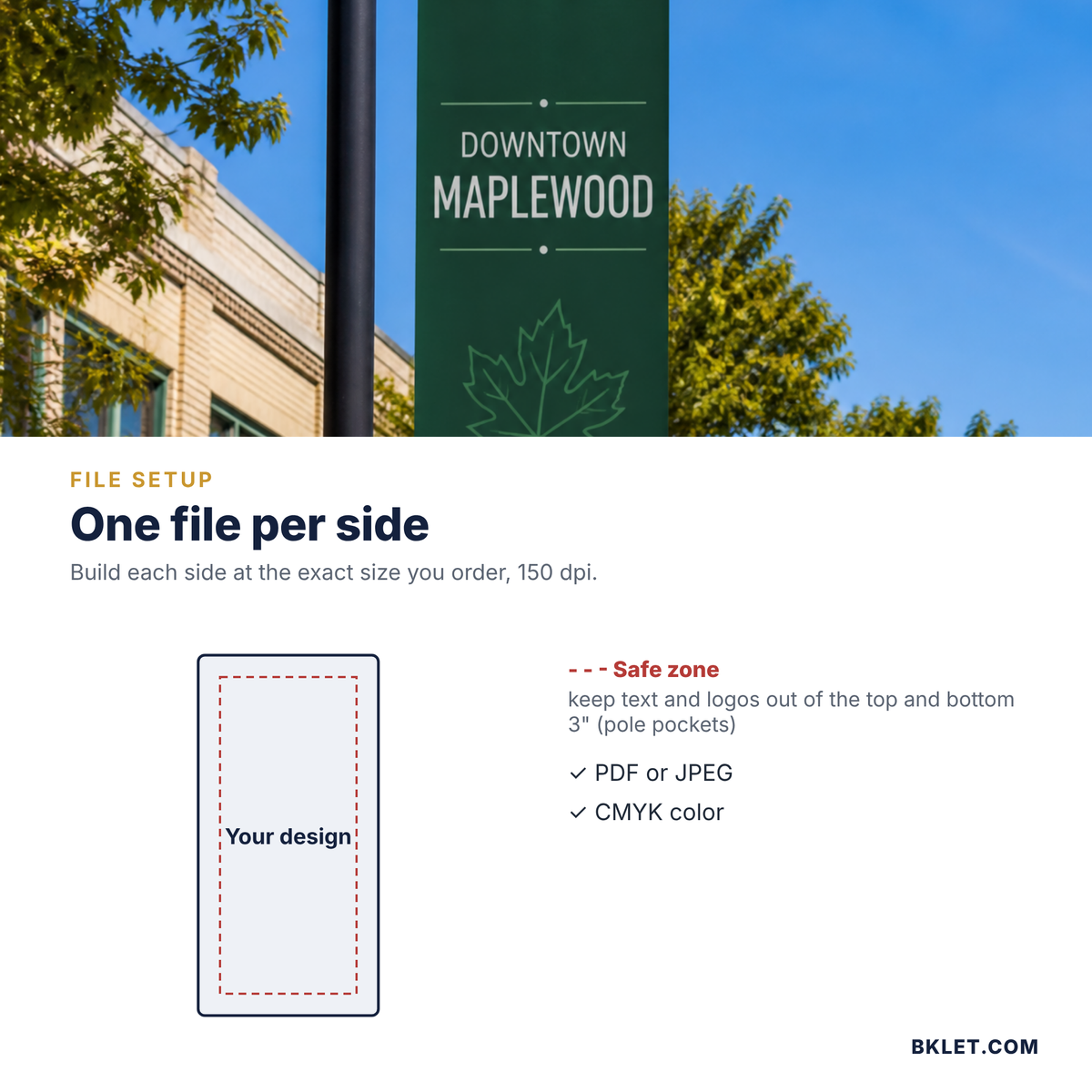 Pole banner file setup and safe zone
