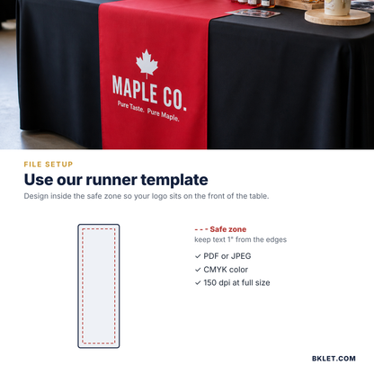Table runner file setup and safe zone