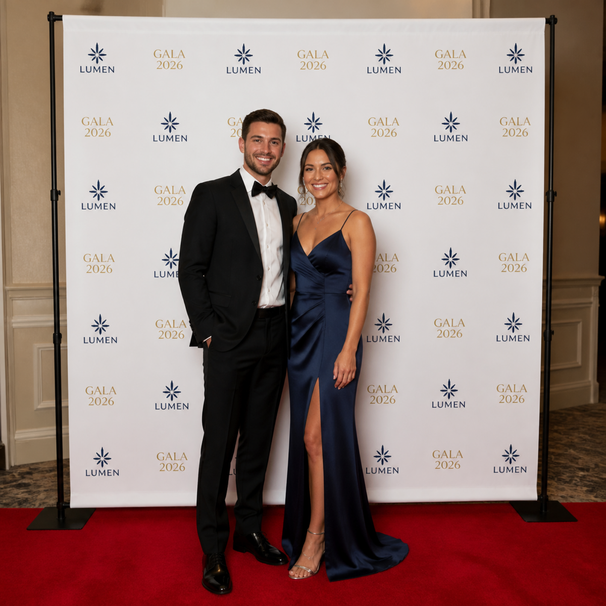 Custom step and repeat backdrop at a gala