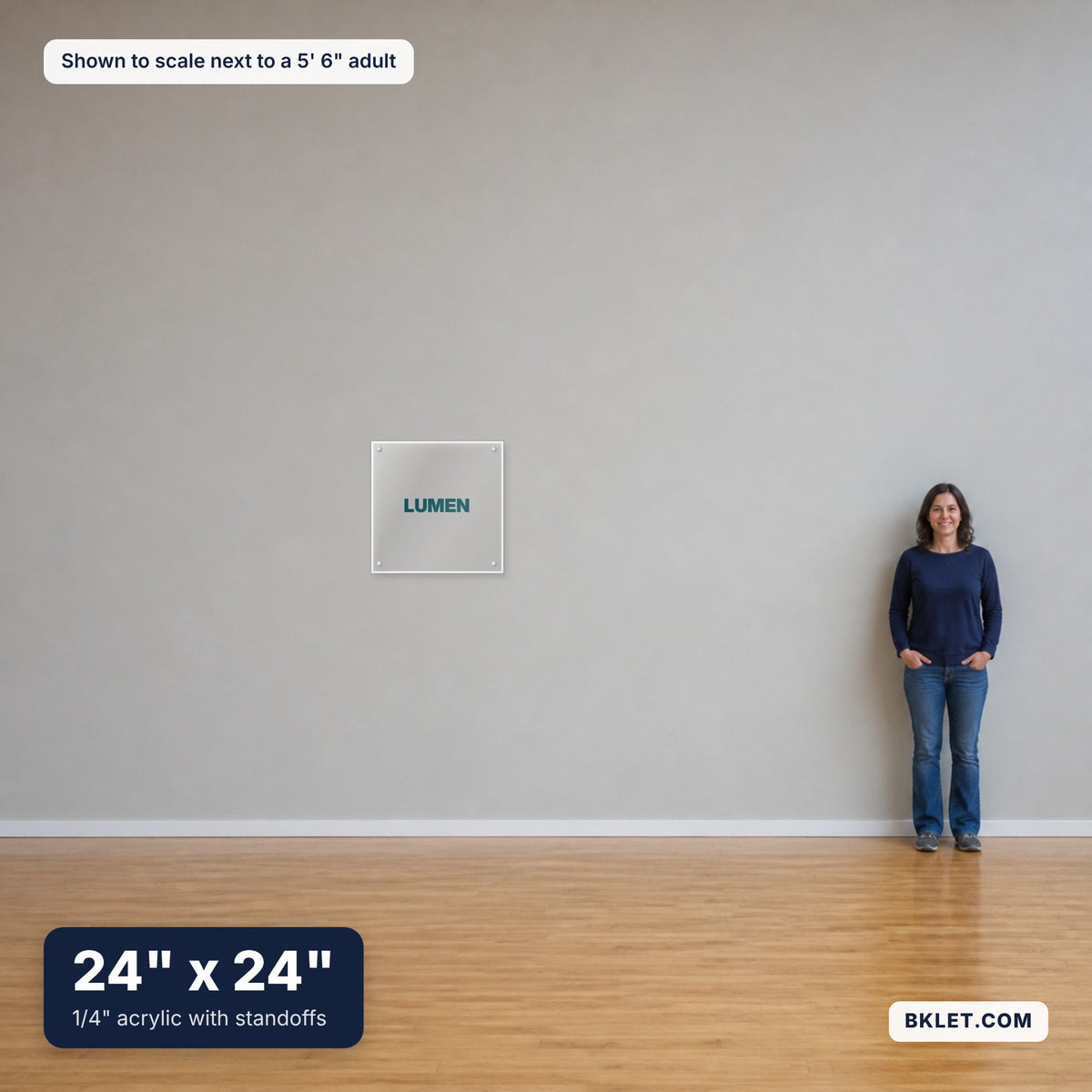 24" x 24" shown to scale next to an adult