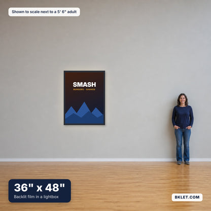 36 x 48 in shown to scale next to an adult