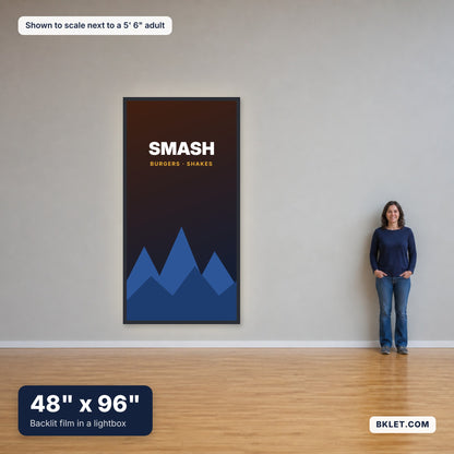 48 x 96 in shown to scale next to an adult