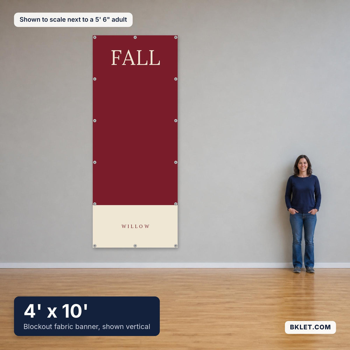 4 x 10 ft shown to scale next to an adult