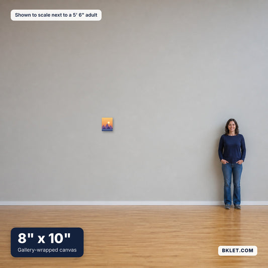8" x 10" shown to scale next to an adult