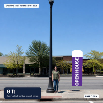 9 ft shown to scale next to an adult