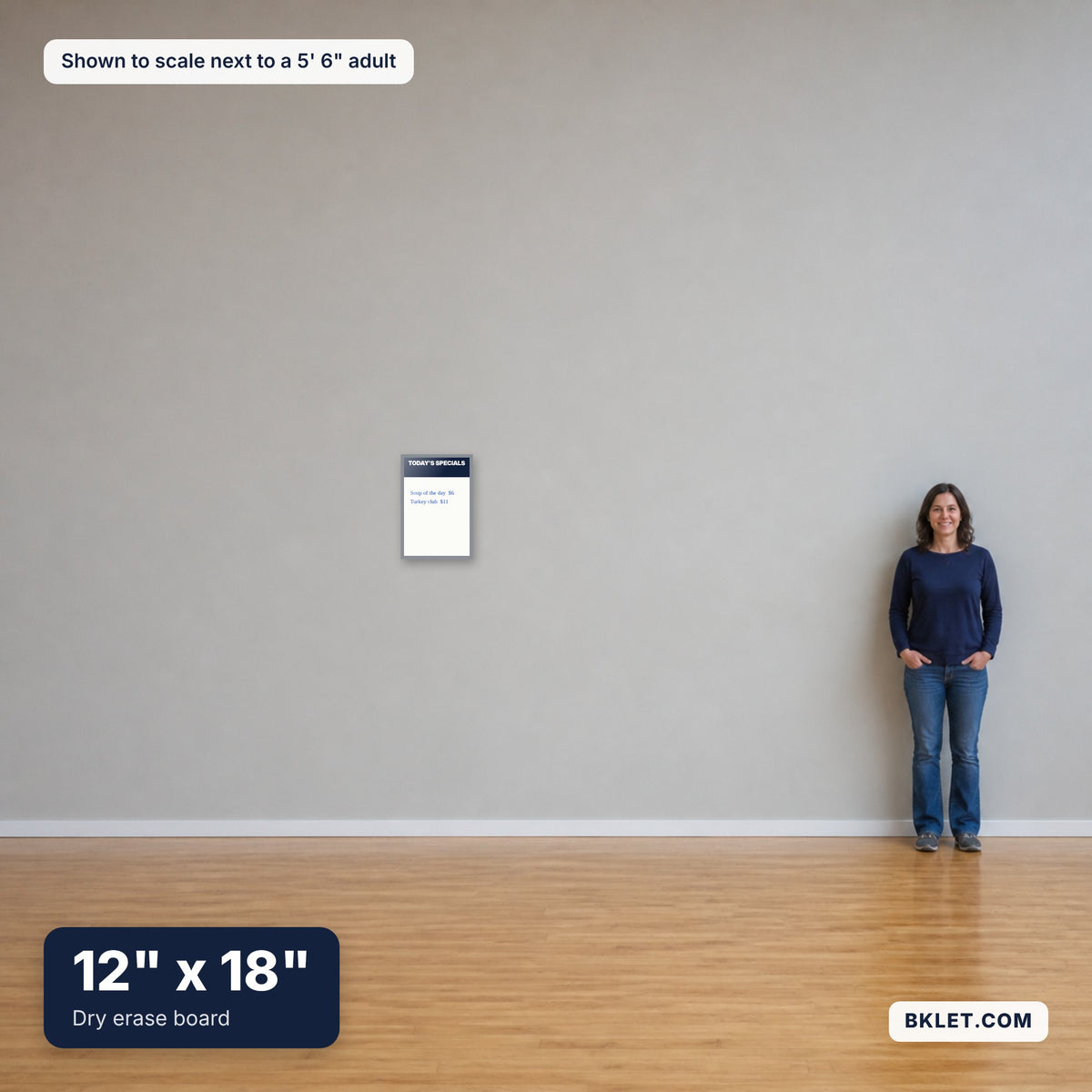 12" x 18" shown to scale next to an adult