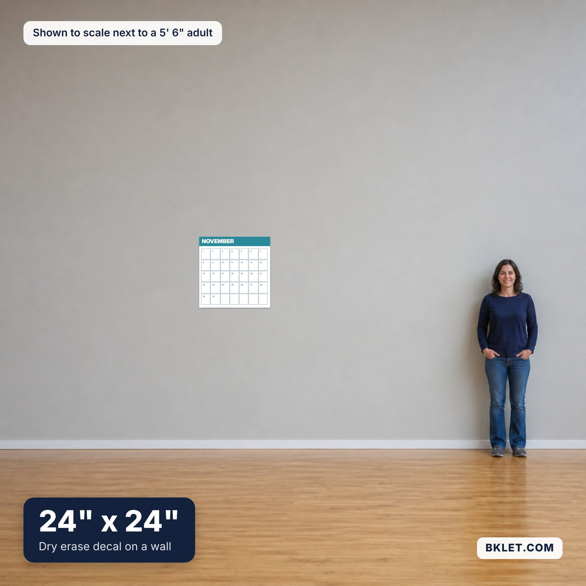 24 x 24 in shown to scale next to an adult