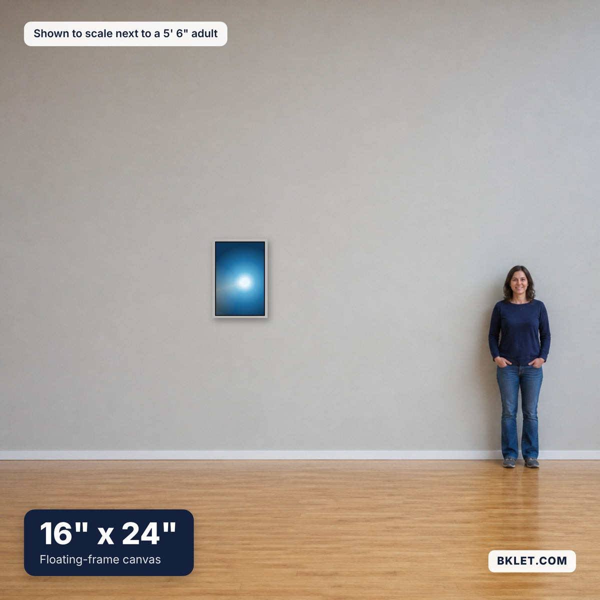 16 x 24 in shown to scale next to an adult