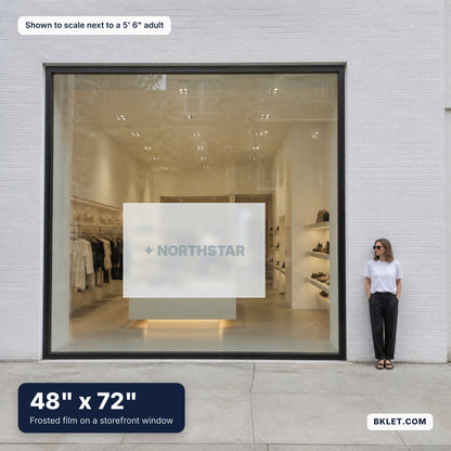 48 x 72 in shown to scale next to an adult