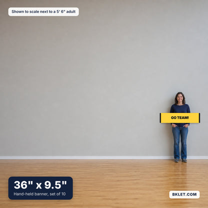 36" x 9.5" (Set of 10) shown to scale next to an adult