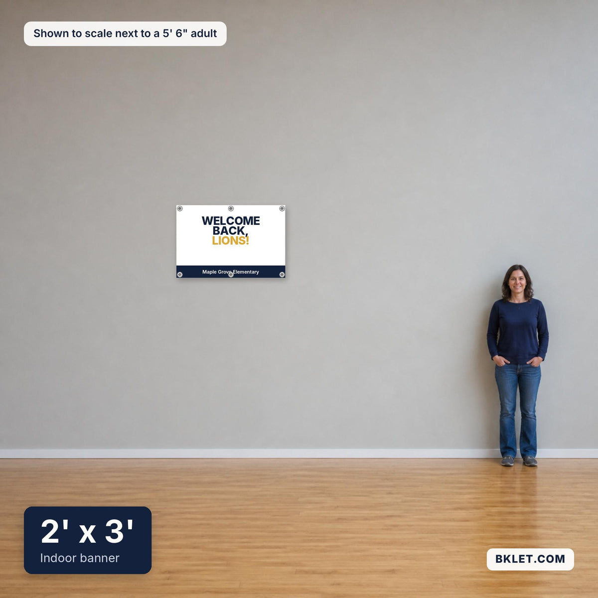 2 x 3 ft shown to scale next to an adult