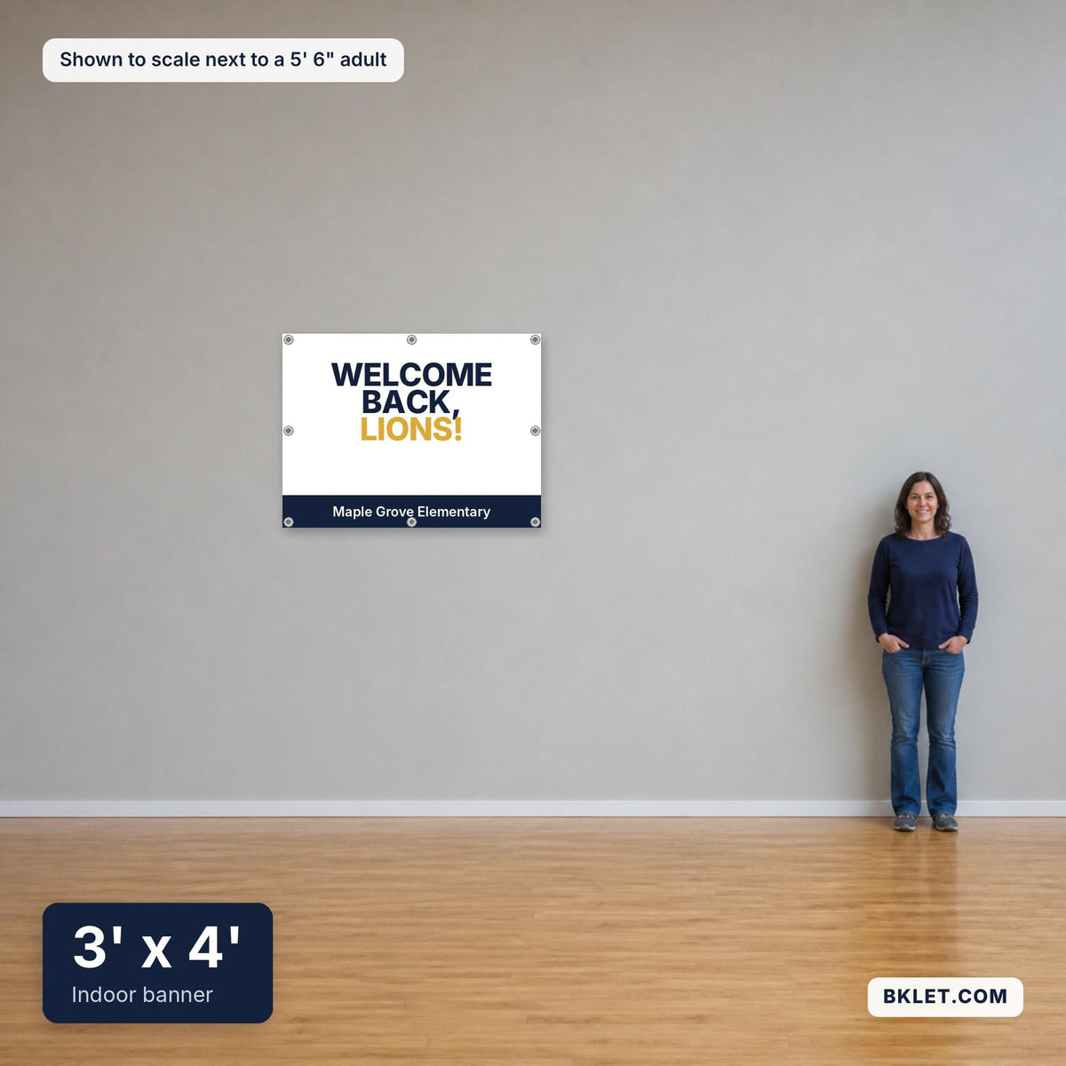 3 x 4 ft shown to scale next to an adult