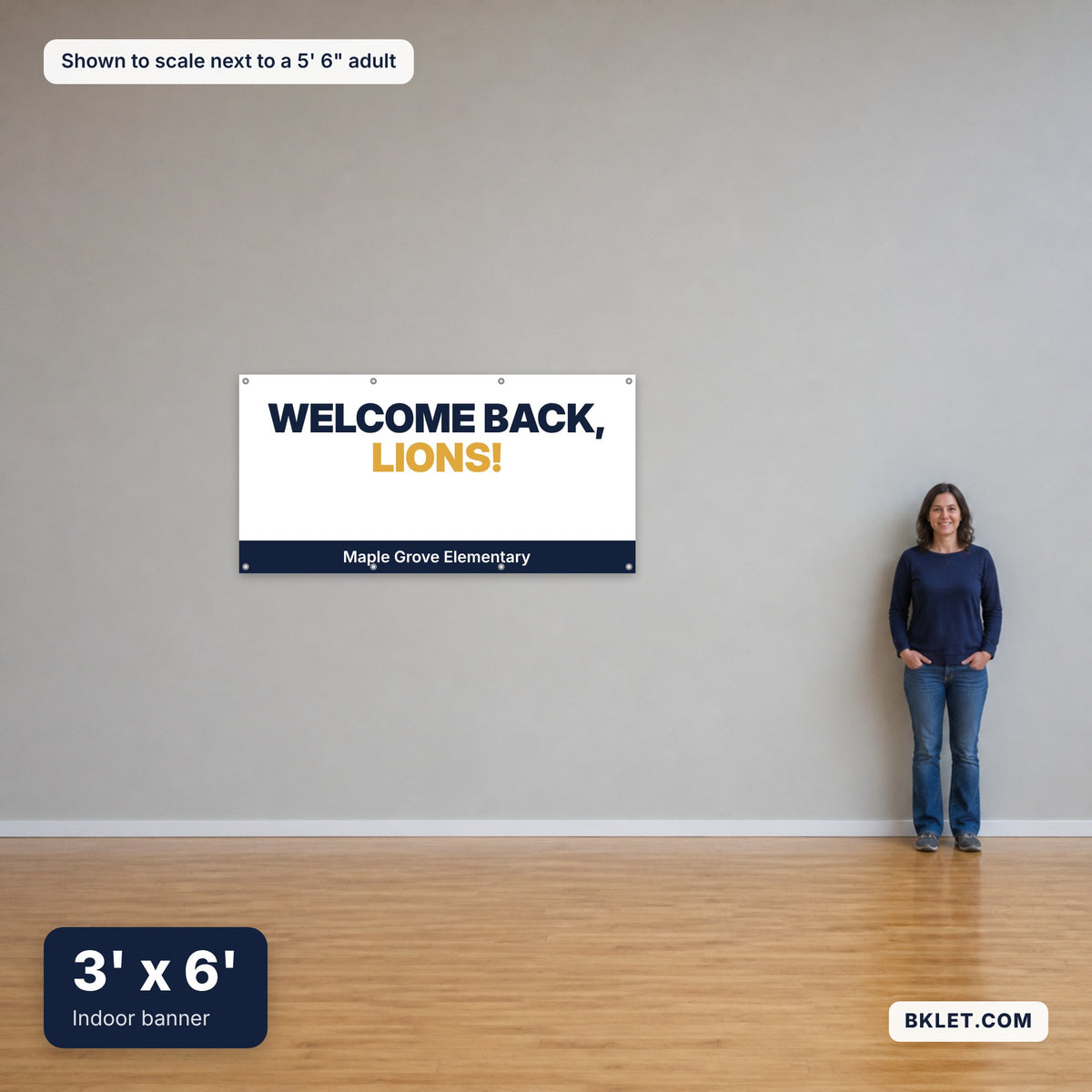 3 x 6 ft shown to scale next to an adult