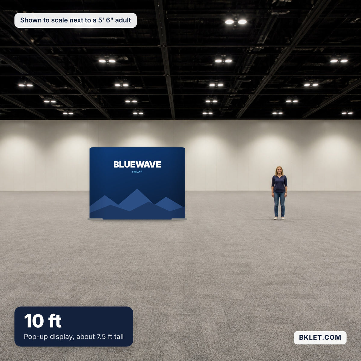 10 ft shown to scale next to an adult