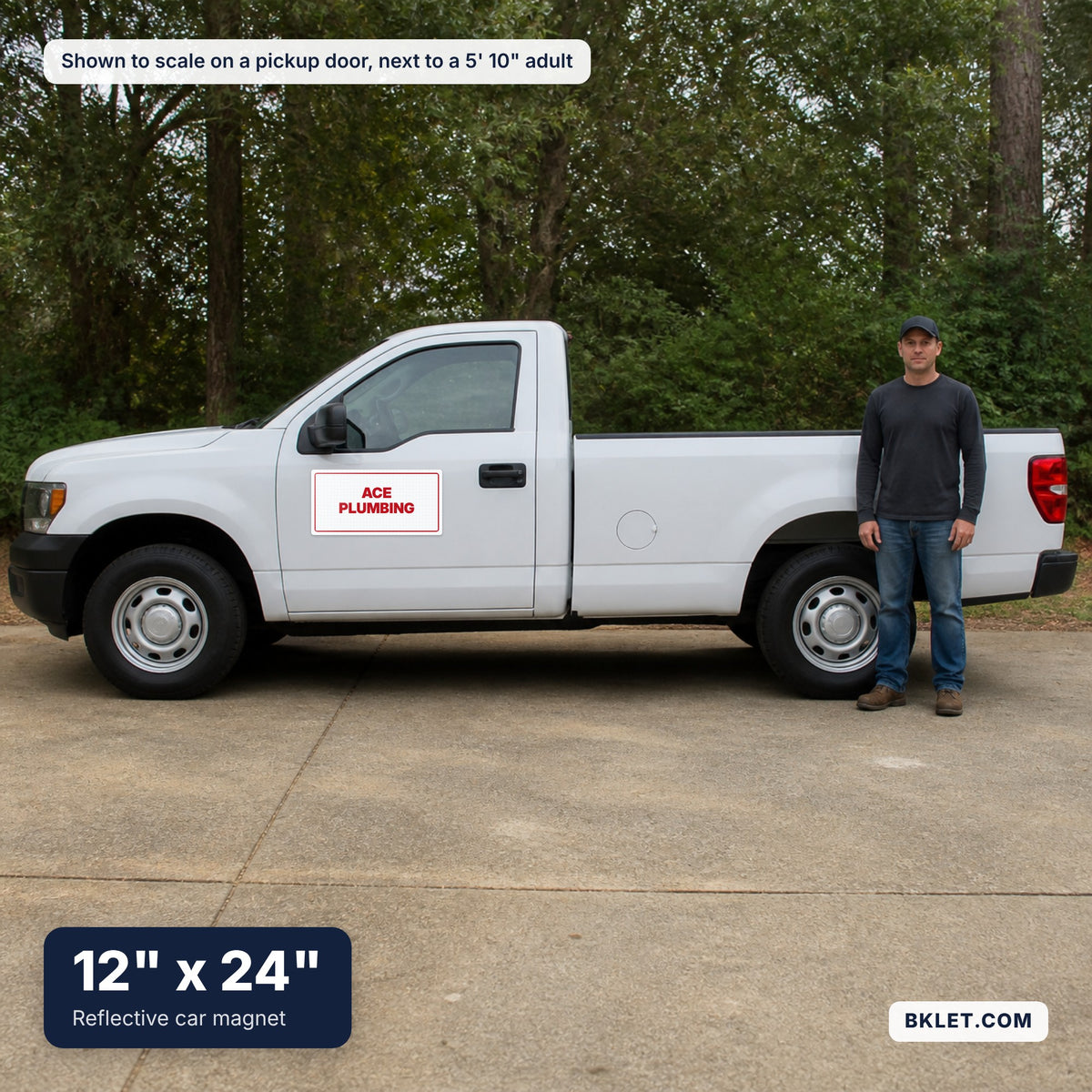 12 x 24 in shown to scale next to an adult