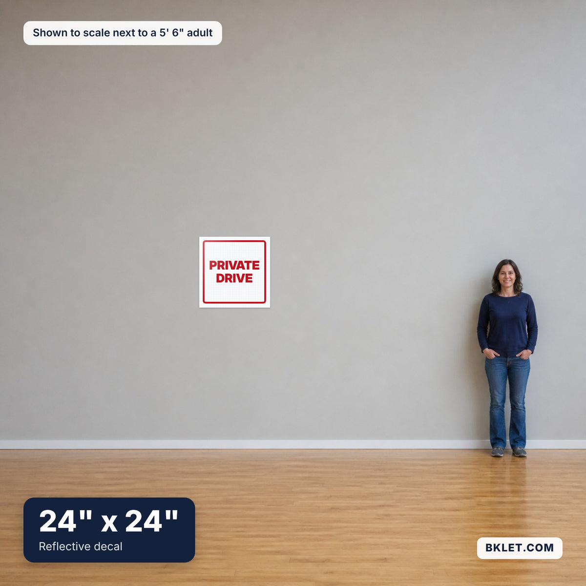 24 x 24 in shown to scale next to an adult