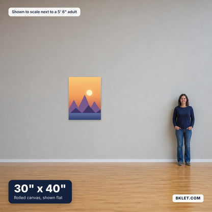 30 x 40 in shown to scale next to an adult