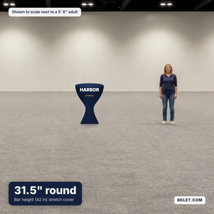31.5 in bar-height stretch table cover shown to scale