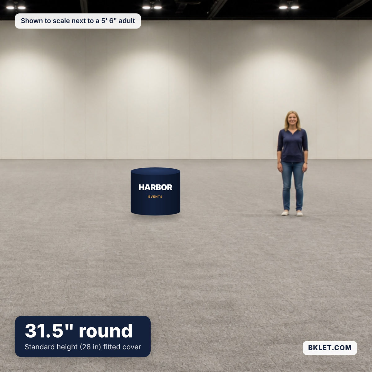 31.5 in standard-height round table cover shown to scale