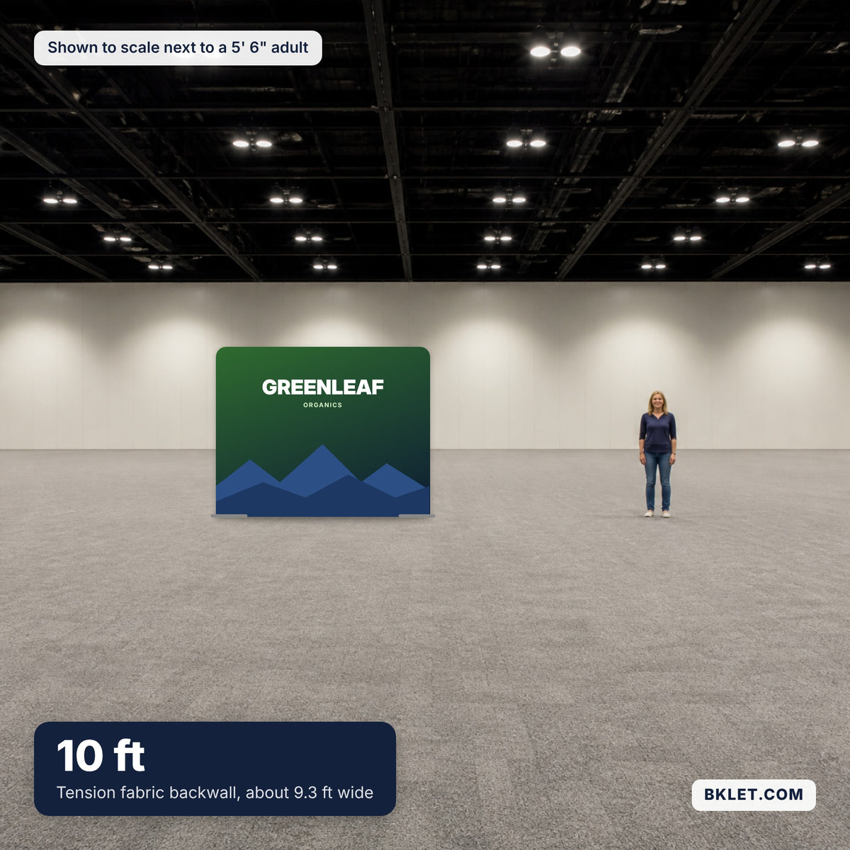 10 ft shown to scale next to an adult