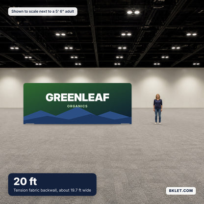 20 ft shown to scale next to an adult