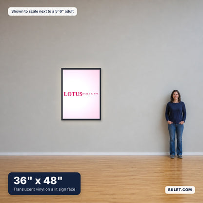 36 x 48 in shown to scale next to an adult