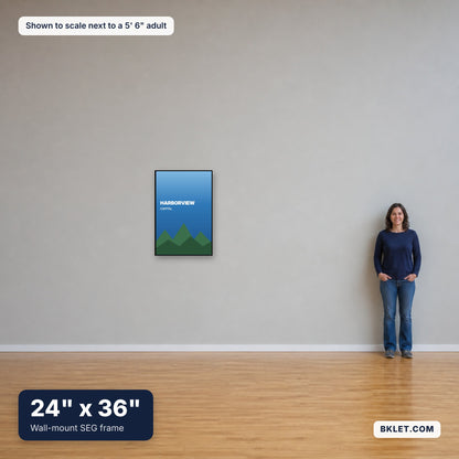 24 x 36 in shown to scale next to an adult