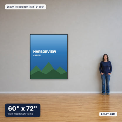 60 x 72 in shown to scale next to an adult