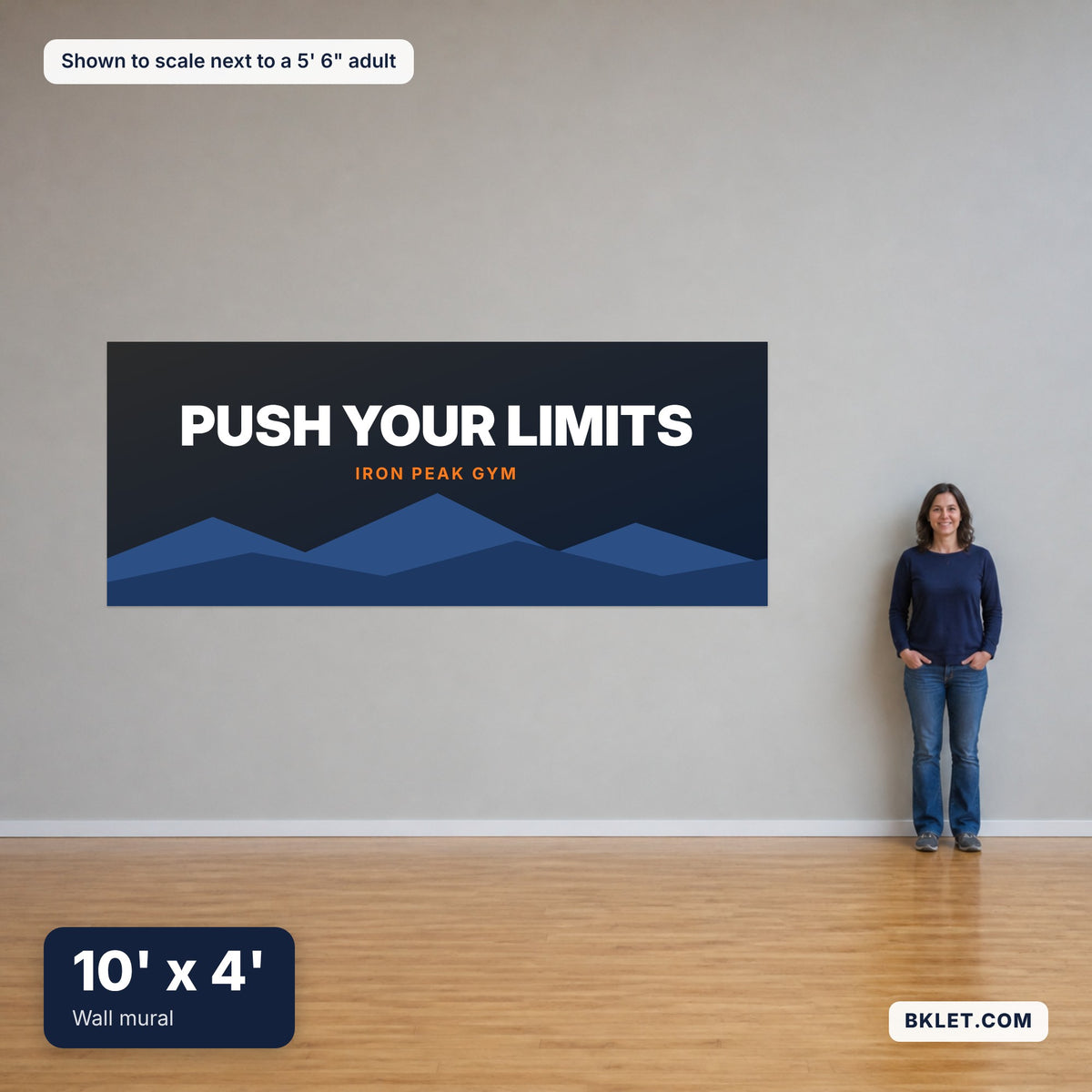 10' x 4' shown to scale next to an adult