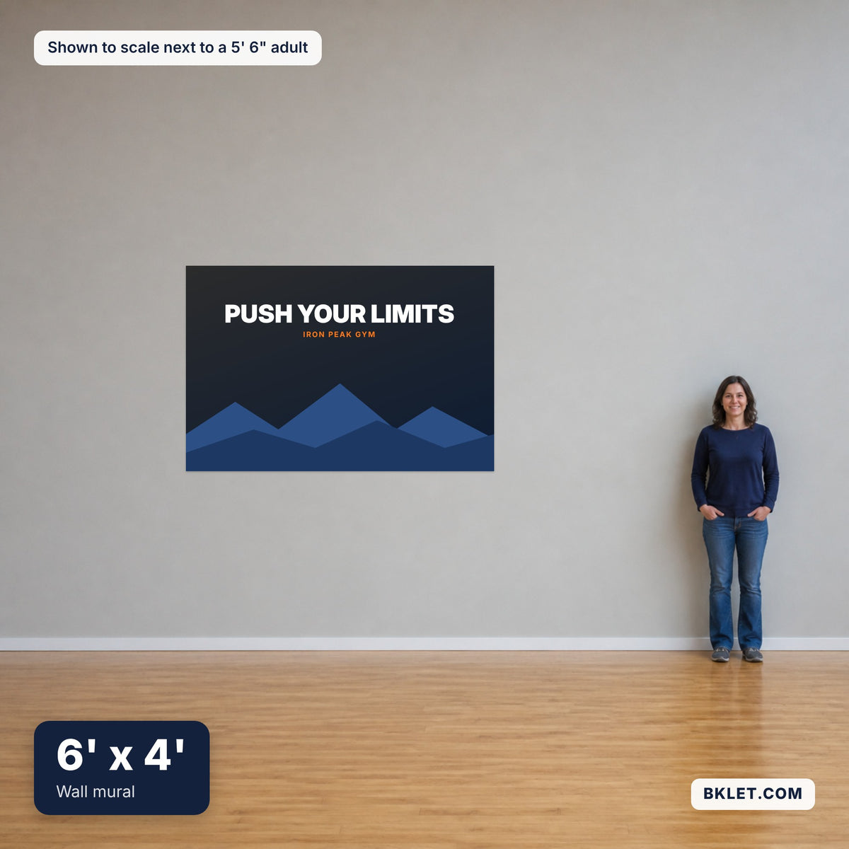 6' x 4' shown to scale next to an adult