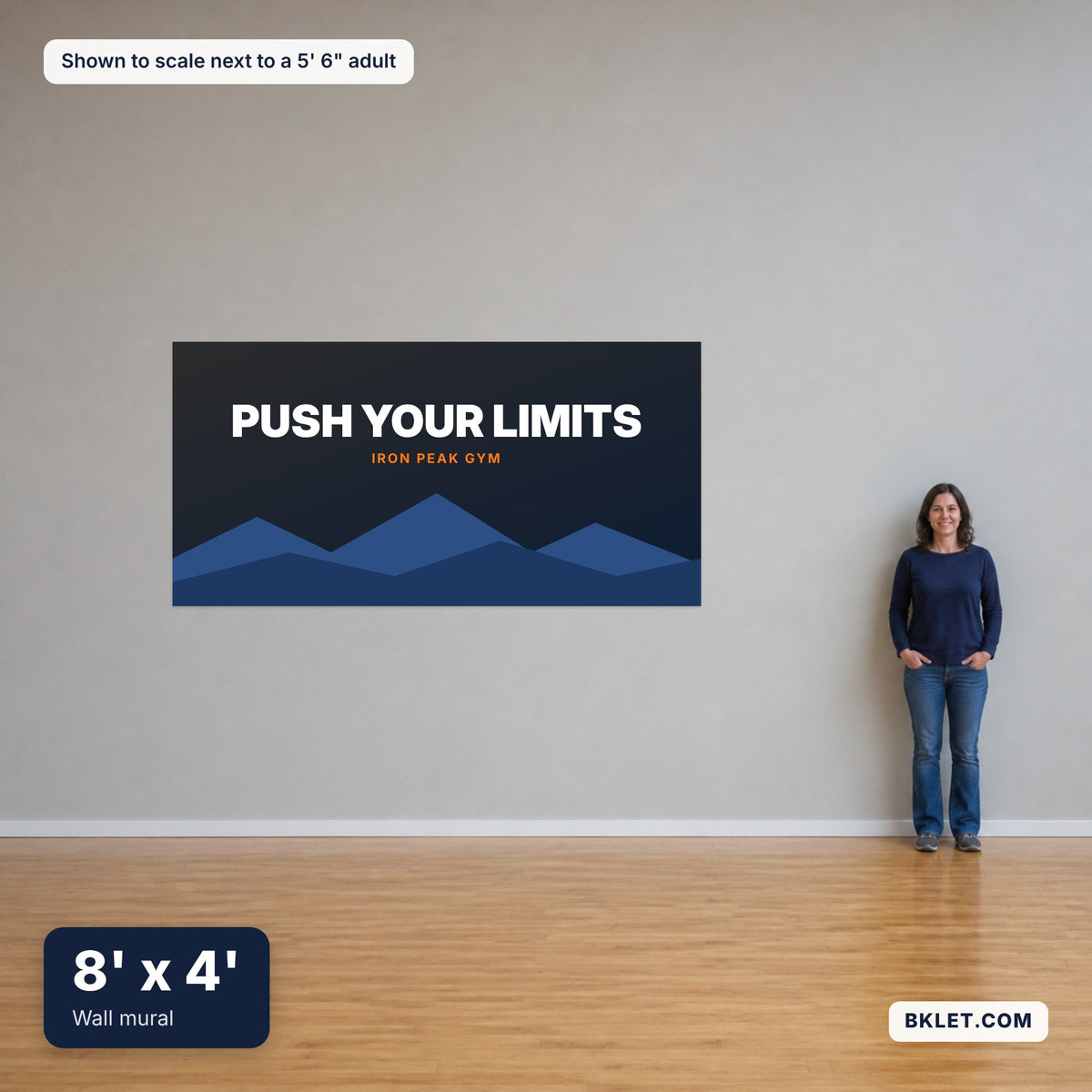 8' x 4' shown to scale next to an adult