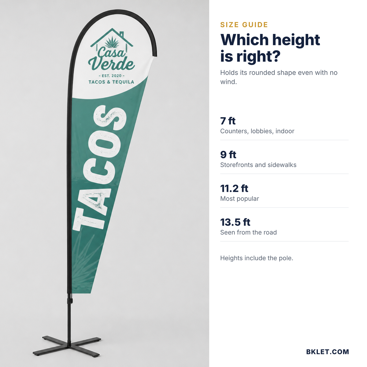 Teardrop flag height guide