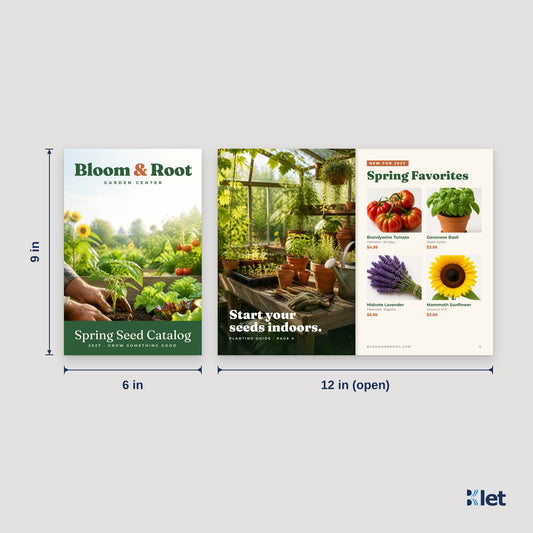 6 x 9 booklet size: 6 x 9 in closed, opens flat to 12 x 9 in