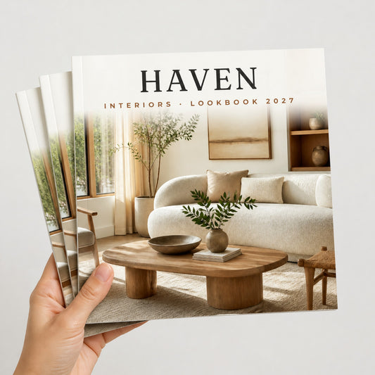Custom 9 x 9 square booklets held in hand