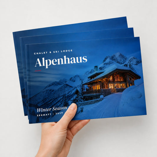 Custom A4 landscape (297 x 210 mm) saddle-stitched booklets held in hand