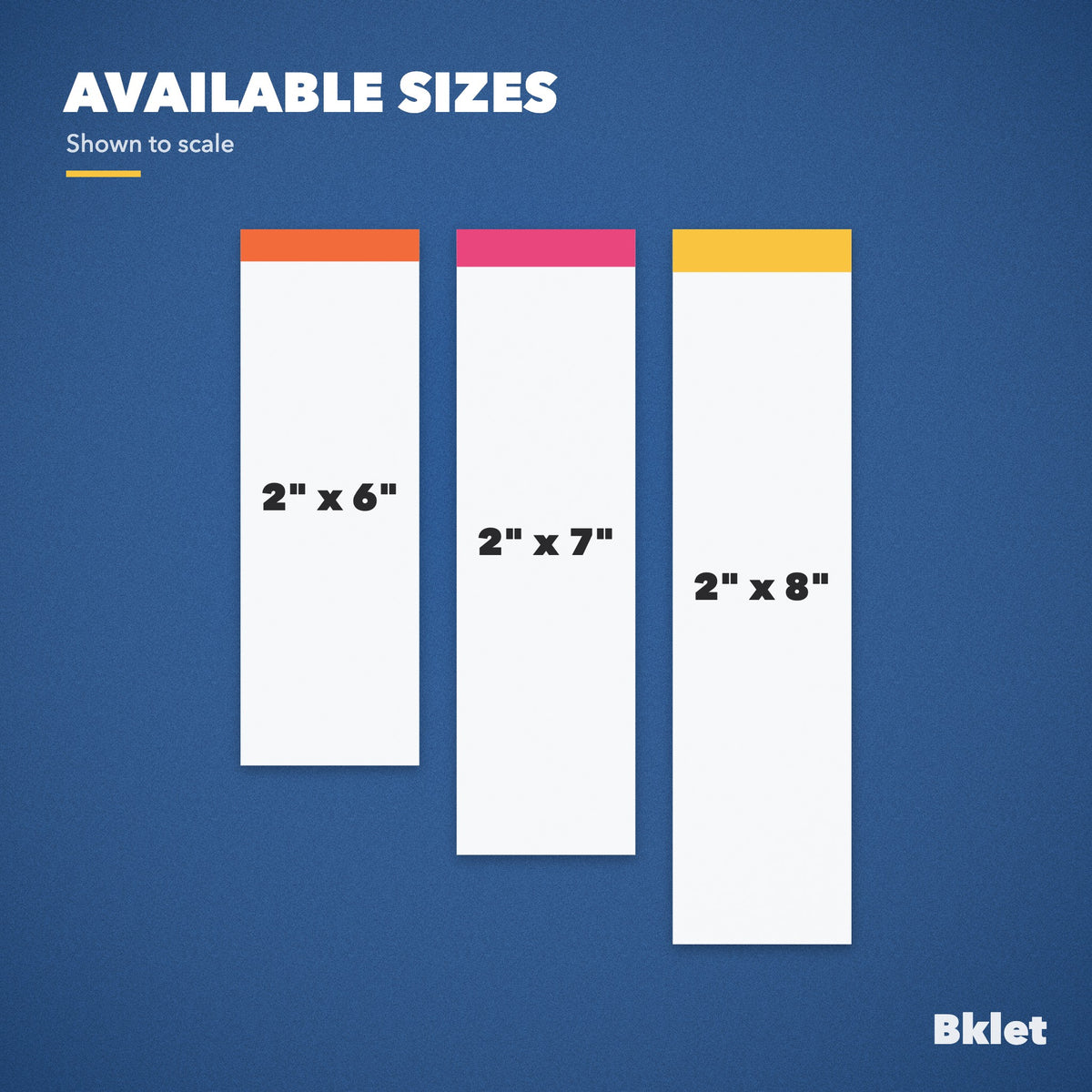 Bookmark sizes shown to scale