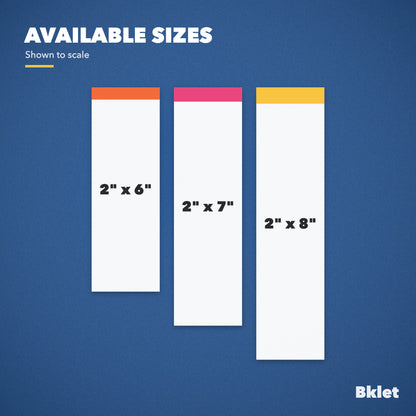 Bookmark sizes shown to scale